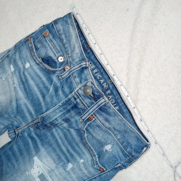American Eagle EUC Airflex360 Distressed Denim Skinny Jeans size 26×28 - Picture 9 of 10